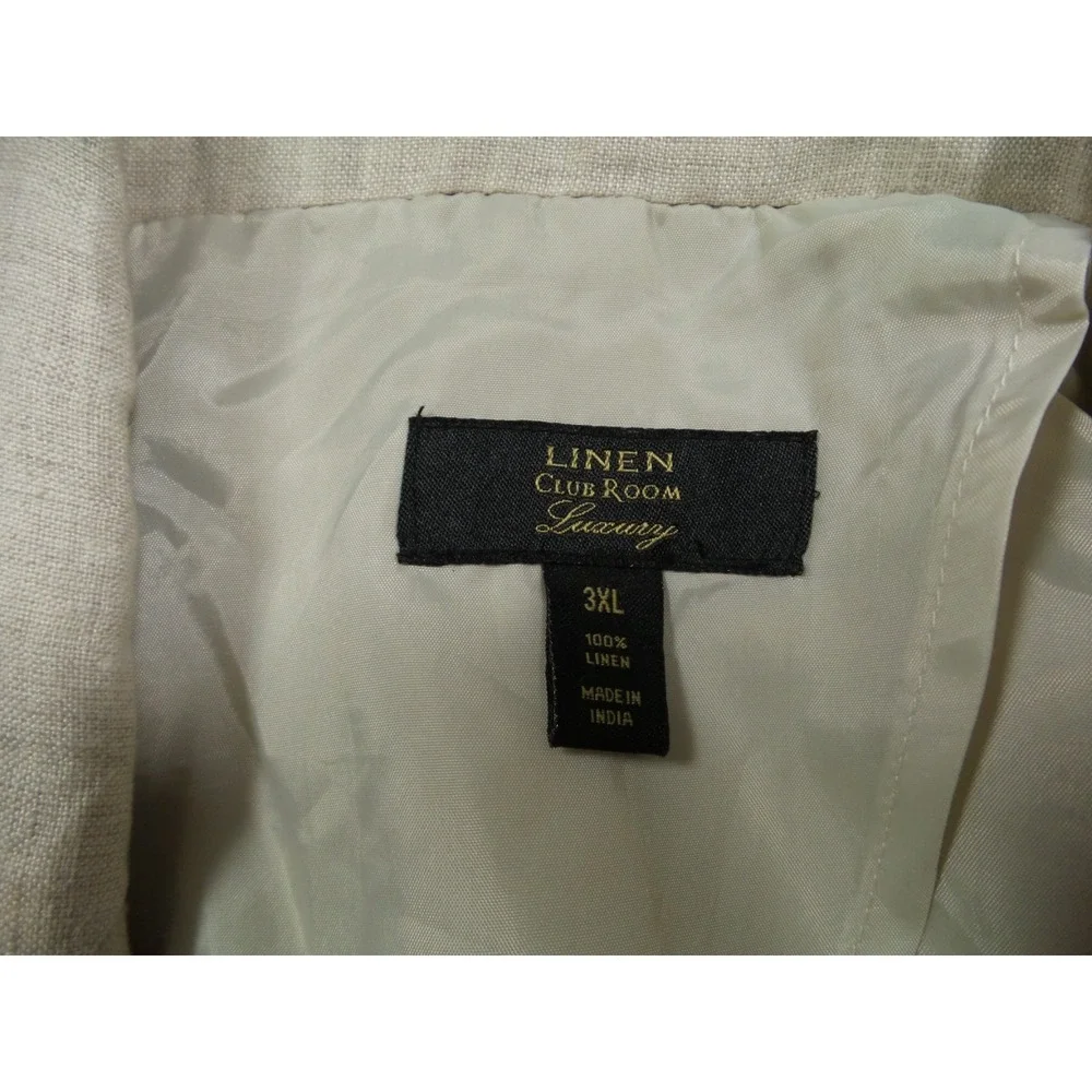 Club Room Luxury Blazer Mens Size 3XL Beige 100% Linen Double Vented 2 Button